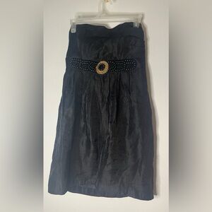 Alexia Admor Black Strapless Pencil Skirt with Embellished Belt